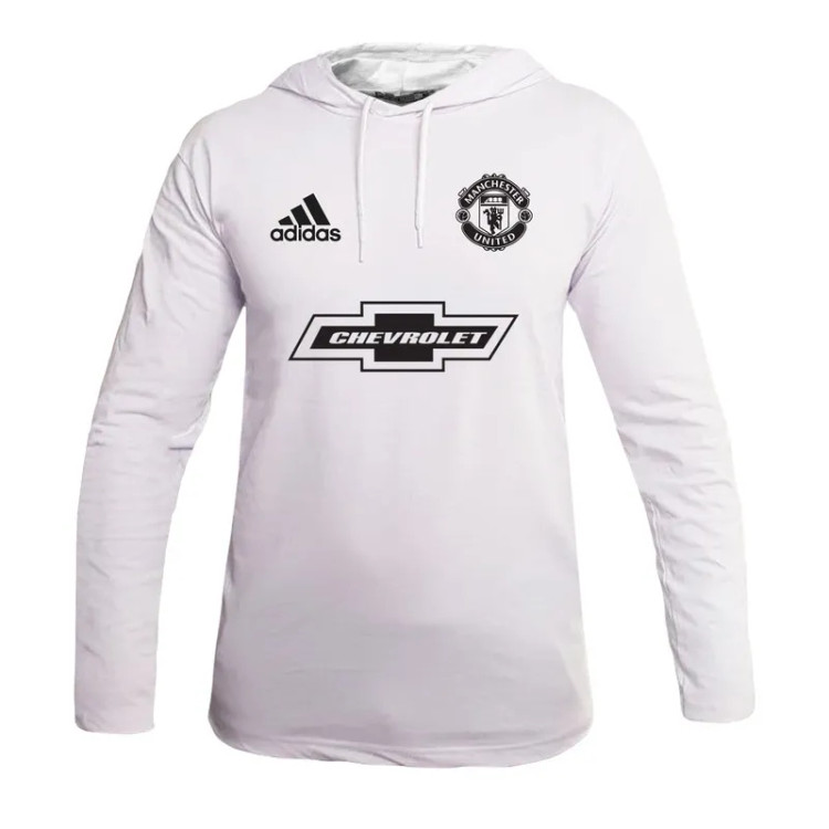 تیشرت آستین بلند مردانه کلاه دار طرح منچستر یونایتد در سه رنگ مشکی، سفید و زرد