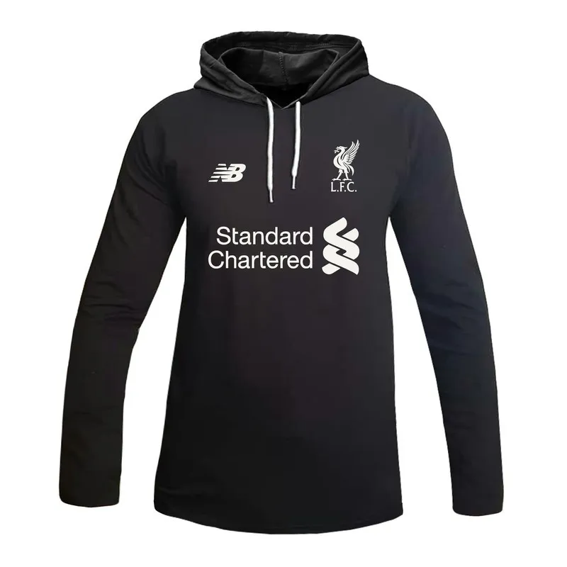 تیشرت کلاه دار آستین بلند مردانه طرح لیورپول | تی شرت ورزشی یقه بند دار