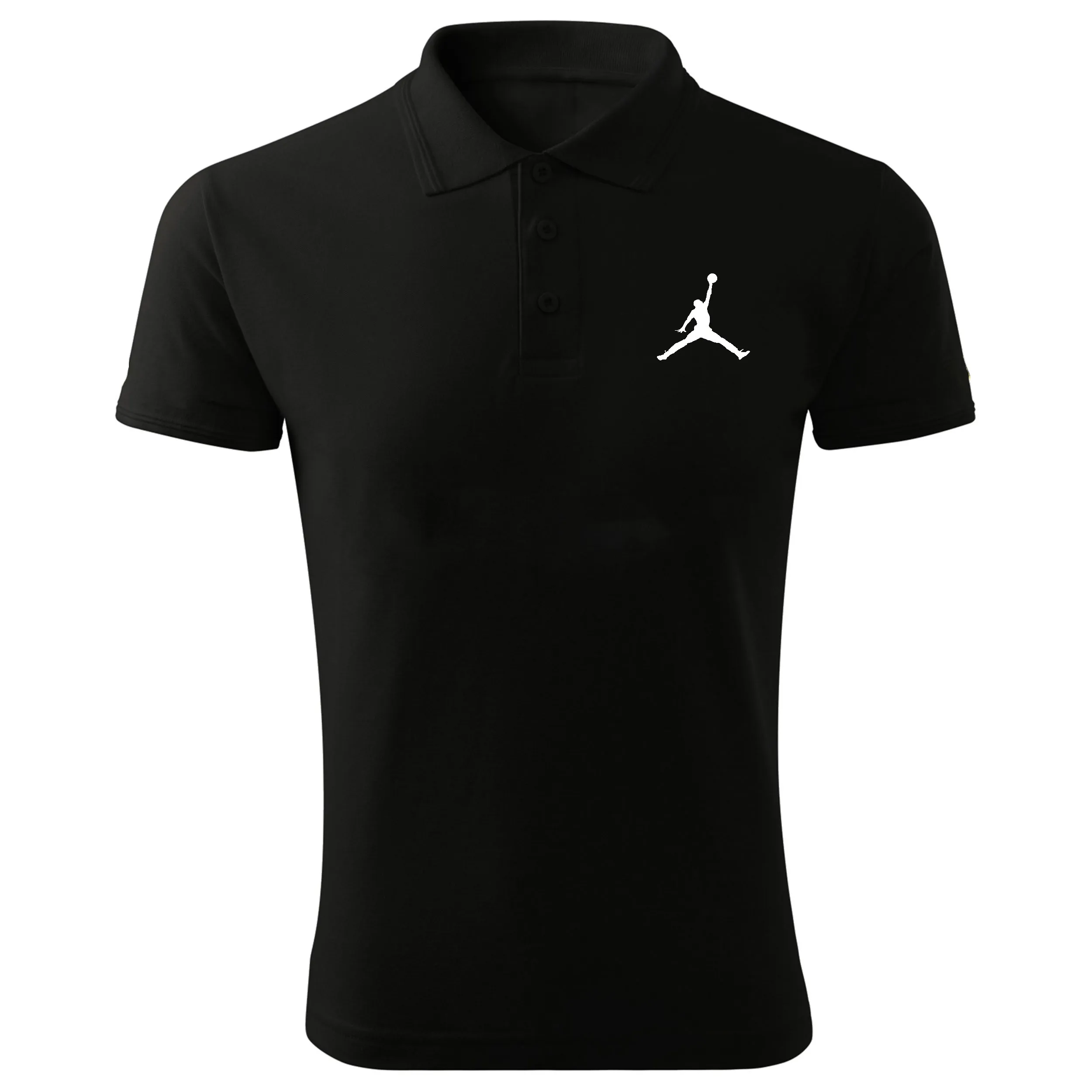 پولوشرت مشکی آستین کوتاه مردانه طرح نایک Just Do It یقه دکمه دار