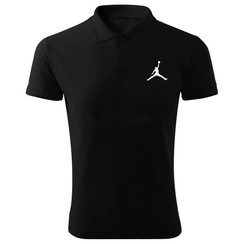 پولوشرت مشکی آستین کوتاه مردانه طرح نایک Just Do It یقه دکمه دار