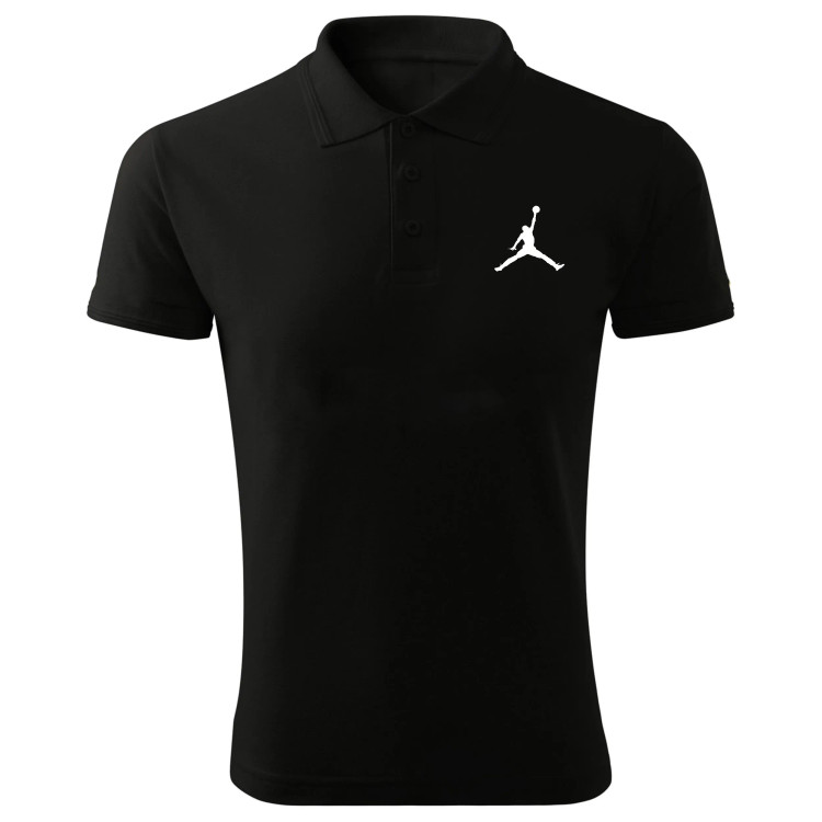 پولوشرت مشکی آستین کوتاه مردانه طرح نایک Just Do It یقه دکمه دار