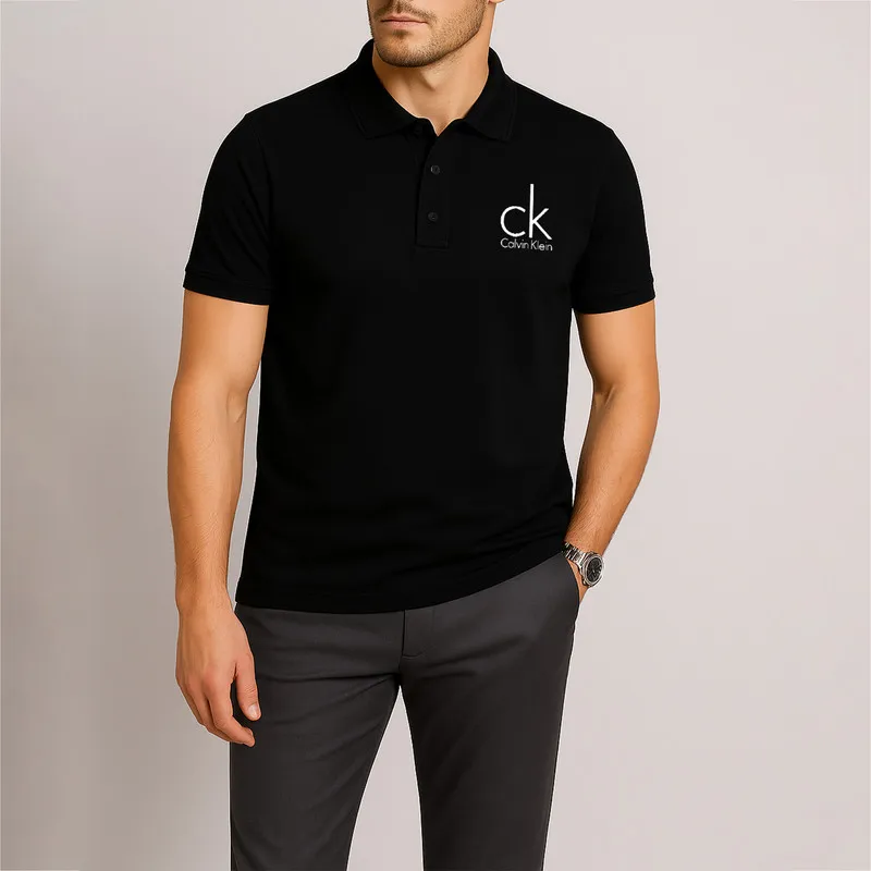 پولوشرت مردانه آستین کوتاه جودون طرح دار مشکی