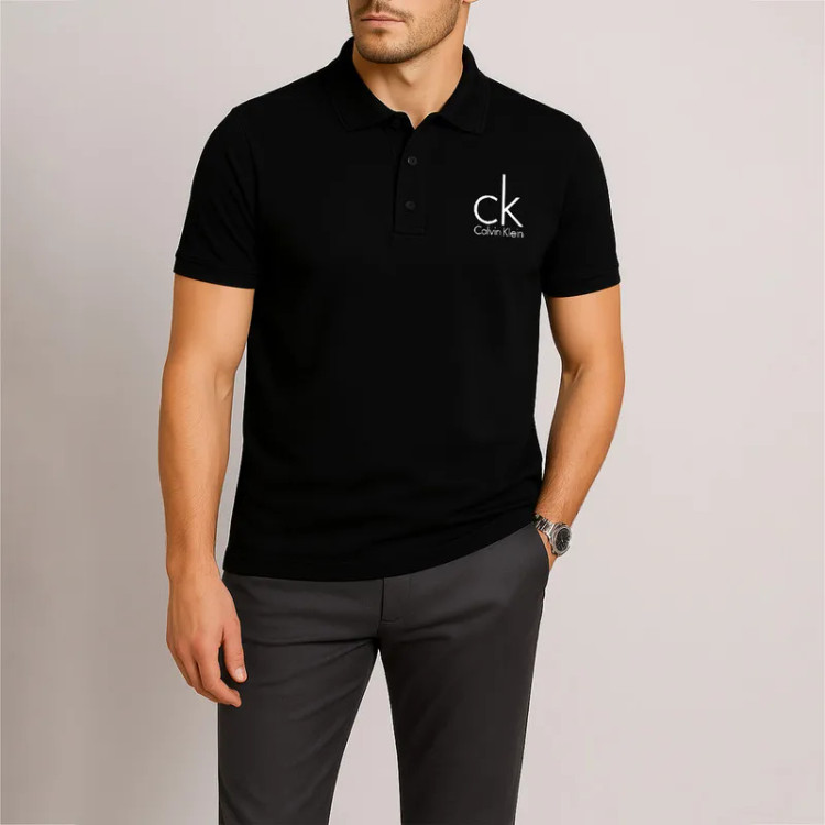 پولوشرت مردانه آستین کوتاه جودون طرح دار مشکی