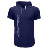 تیشرت کلاه دار مردانه آستین کوتاه سرمه ای طرح ساده نخی