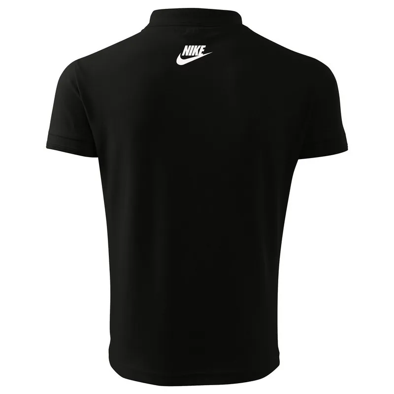 پولوشرت مردانه مشکی آستین کوتاه طرح نایک چلسی جنس جودون یقه ایستاده شیک و اسپرت مناسب چهار فصل