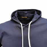 تیشرت کلاه دار مردانه آستین کوتاه سرمه ای طرح ساده نخی