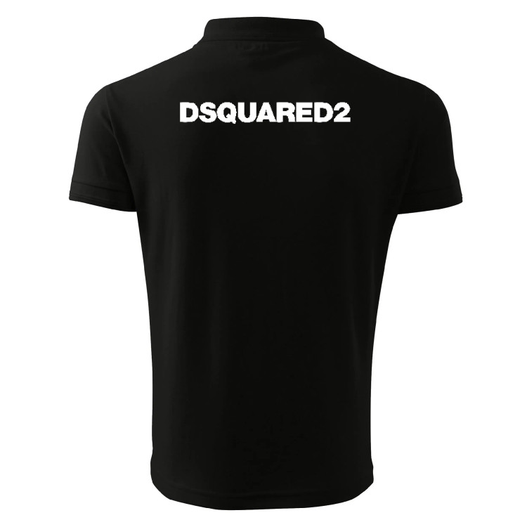 پولوشرت مردانه مشکی آستین کوتاه یقه دکمه دار طرح DSQUARED2