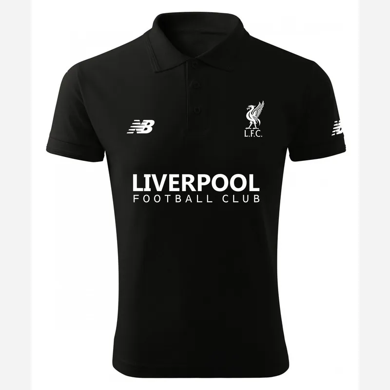 پولوشرت مردانه مشکی طرح لیورپول آستین کوتاه جنس جودون