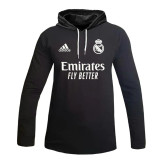 تیشرت آستین بلند کلاهدار طرح رئال مادرید | مشکی و سفید | سایزبندی کامل