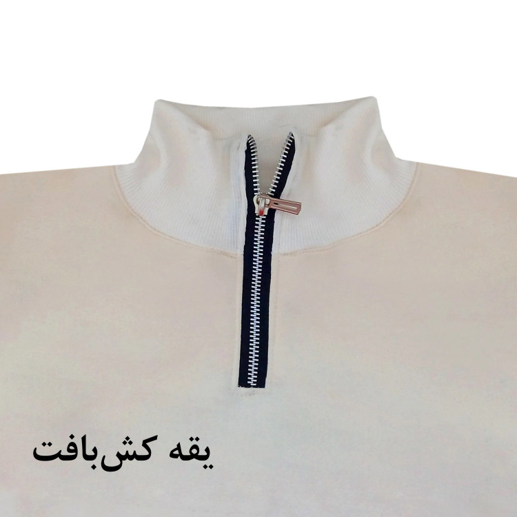 هودی مردانه نیم زیپ کرک دار پاییزی زمستانی یقه کش بافت تن خور شیک