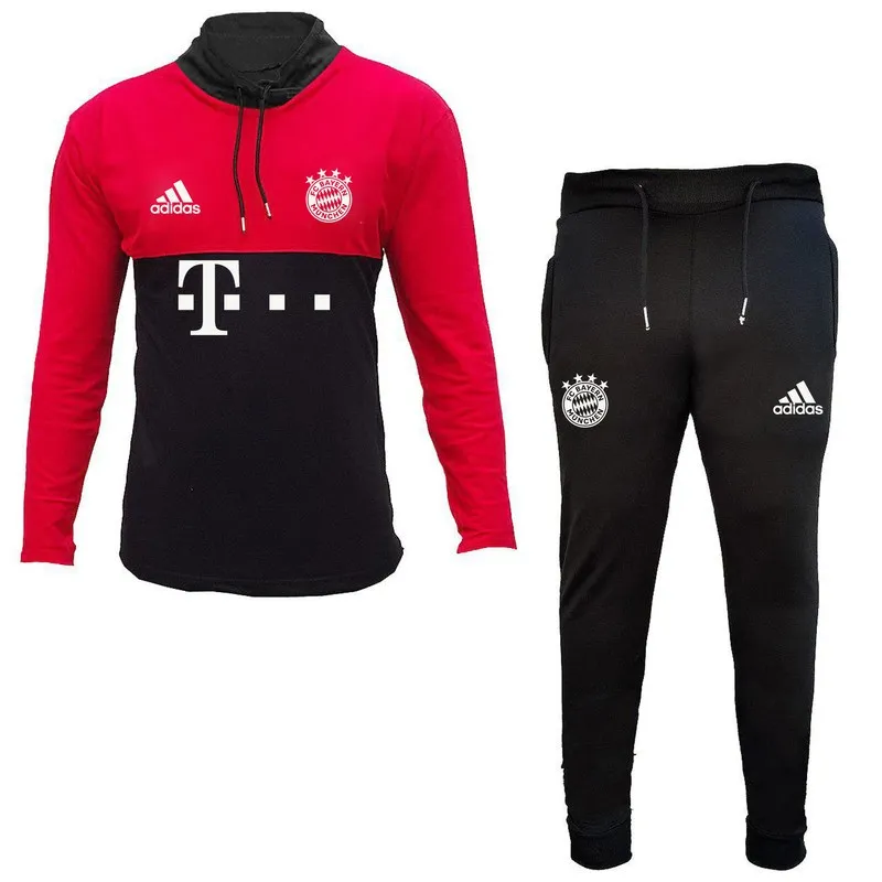 ست تی شرت و شلوار مردانه آستین بلند طرح آدیداس یقه ایستاده جودون و نخی