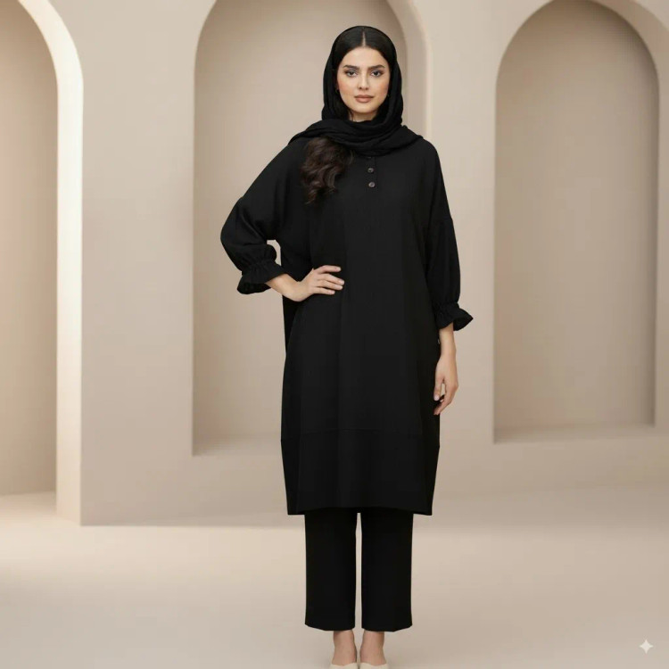 تونیک زنانه مشکی مجلسی و روزمره، شیک و راحت، مناسب محل کار و مهمانی