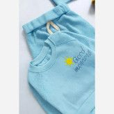 ست بلوز شلوار و کلاه نوزادی طرح Good Morning جنس پنبه بیسکوئیتی با کیفیت