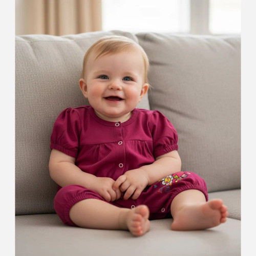 رامپر نوزادی دخترانه طرح دار پنبه ای | لباس تابستانی کودک