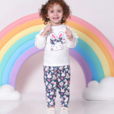 بلوز شلوار دخترانه طرح خرگوش پاپیونی آستین چین دار جنس پنبه لطیف