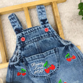 بیلر جین گلدوزی آلبالو نوزادی دخترانه عیدانه پیشبندی لی