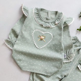 بلوز شلوار خالدار دخترانه طرح قلب | لباس راحتی نوزاد و کودک | جنس پنبه اعلا