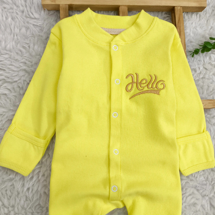 سرهمی کبریتی نوزاد Hello، جنس پنبه، دستکش دار، سایز 3 تا 9 ماه