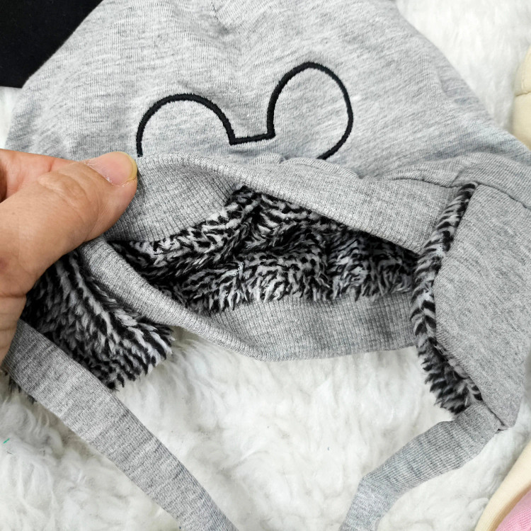 کلاه نوزادی میکی موس پوم دار خزدار مناسب 3 ماه تا 1 سال | پاییز و زمستان