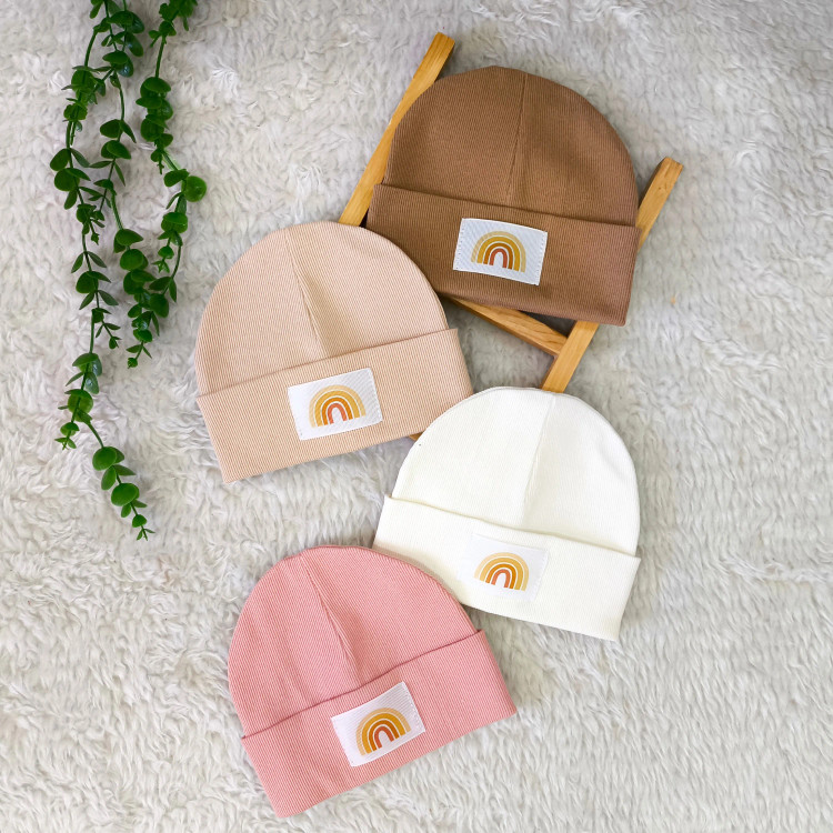 کلاه نوزادی طرح رنگین کمان | جنس کبریتی | مناسب 3 ماه تا 2 سال