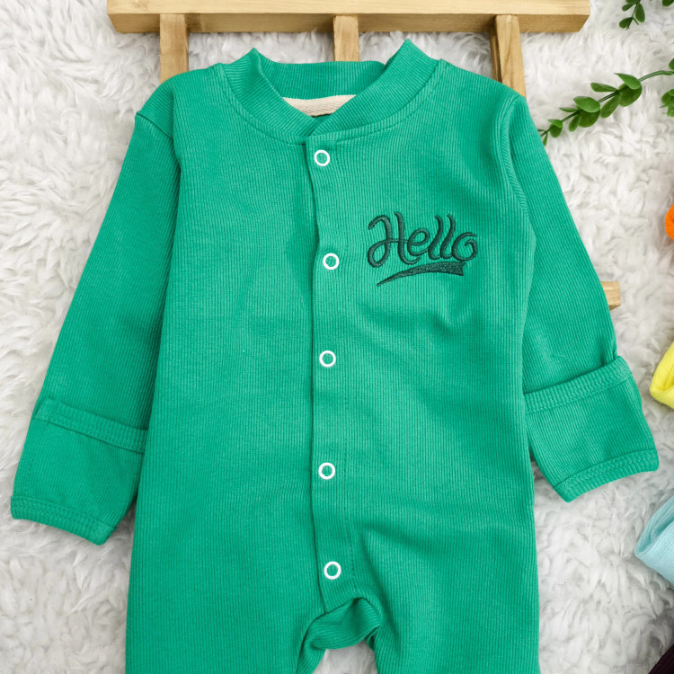 سرهمی کبریتی نوزاد Hello، جنس پنبه، دستکش دار، سایز 3 تا 9 ماه