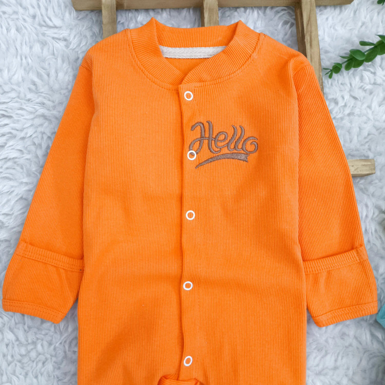 سرهمی کبریتی نوزاد Hello، جنس پنبه، دستکش دار، سایز 3 تا 9 ماه