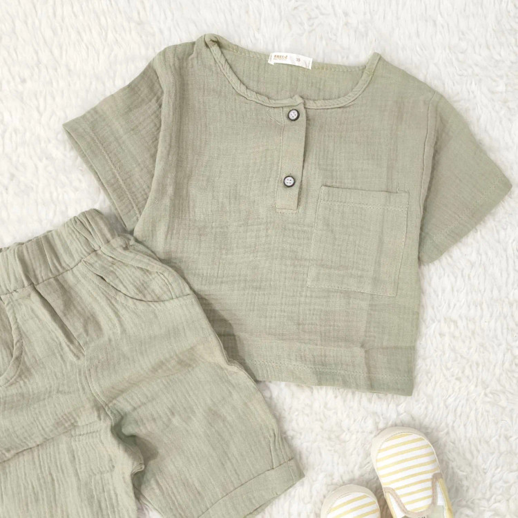 ست تیشرت شورت نوزادی پسرانه دخترانه موسلین