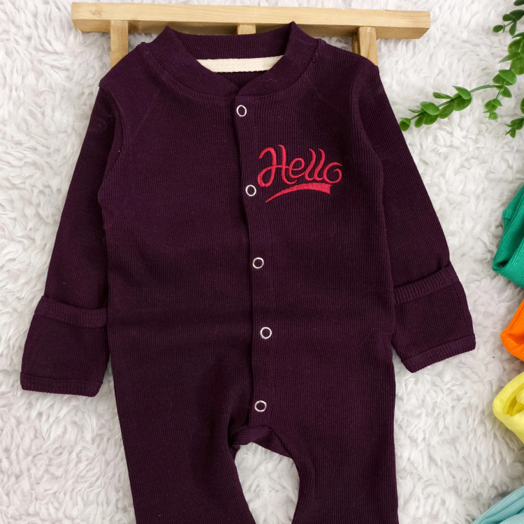 سرهمی کبریتی نوزاد Hello، جنس پنبه، دستکش دار، سایز 3 تا 9 ماه