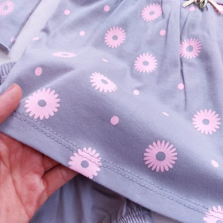 ست بلوز شورت و هدبند نوزادی طرح بابونه | لباس راحتی دخترانه پنبه ای