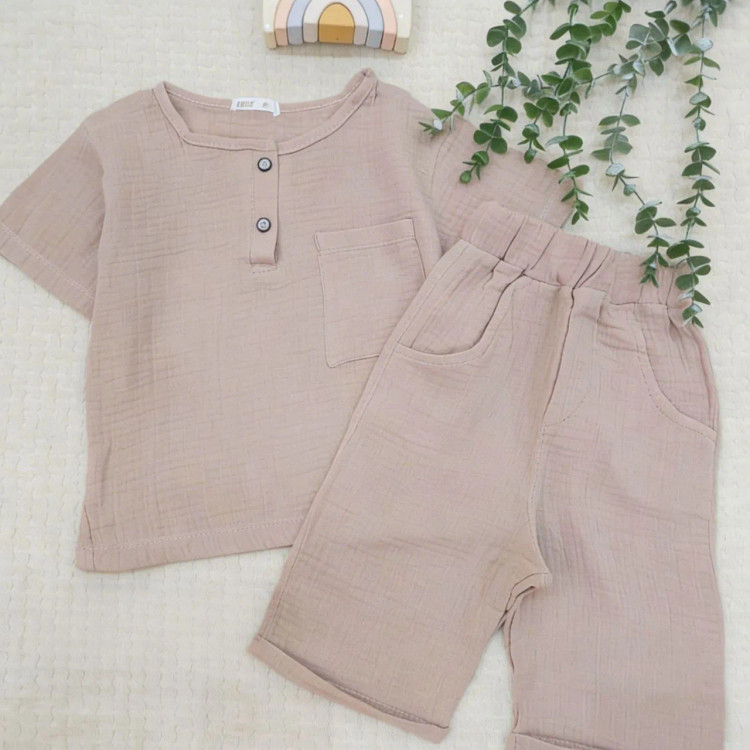 ست تیشرت شورت نوزادی پسرانه دخترانه موسلین