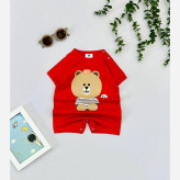 رامپر آستین کوتاه نوزادی سرهمی دخترانه رامپر پسرانه