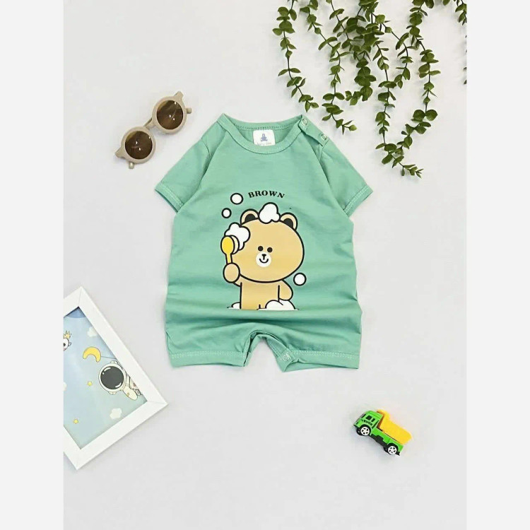 رامپر آستین کوتاه نوزادی سرهمی دخترانه رامپر پسرانه