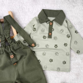 بلوز شلوار مجلسی پسرانه طرح پنجه و خرس | مناسب نوزاد تا 3.5 سال