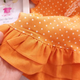 سارافون و شورت نوزادی دخترانه طرح خال خالی جنس کتان نخ درجه یک