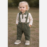 بلوز شلوار پسرانه طرح دار نخی و کتان مناسب نوزاد تا سه سال