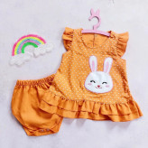 سارافون و شورت دخترانه طرح خرگوش | لباس تابستانی نخی خنک | مناسب 1 تا 3 سال