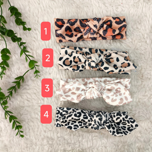 هدبند دخترانه طرح پلنگی کبریتی نوزاد و کودک تا 3 سال