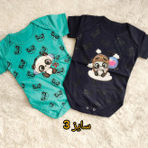 بادی نوزادی آستین کوتاه طرح پاندا | پنبه سوپر | 6 رنگ | 3 تا 12 ماه