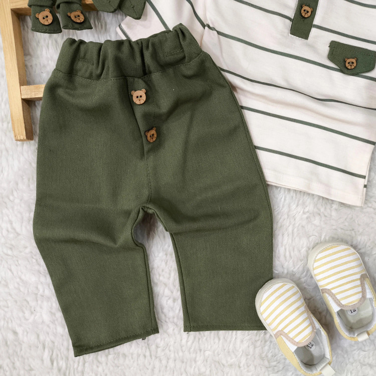 بلوز شلوار پسرانه طرح دار نخی و کتان مناسب نوزاد تا سه سال