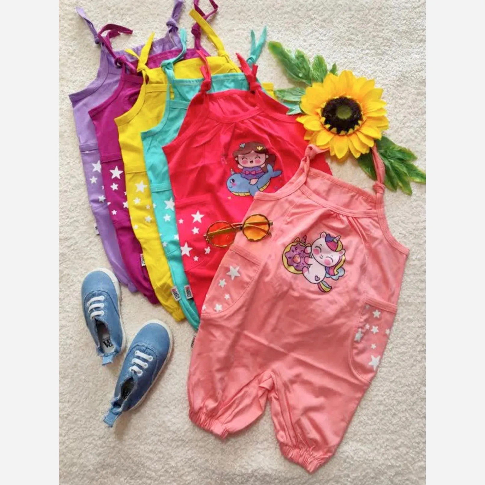 رامپر بندی نوزادی سرهمی بچگانه دخترانه دوجیب