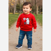 بلوز پسرانه طرح خرس و پنگوئن | دورس پنبه گلدوزی شده | مناسب 1 تا 3 سال