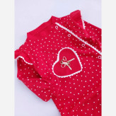 سرهمی نوزادی دخترانه قرمز خالدار طرح قلب | لباس یلدا 3 تا 24 ماه