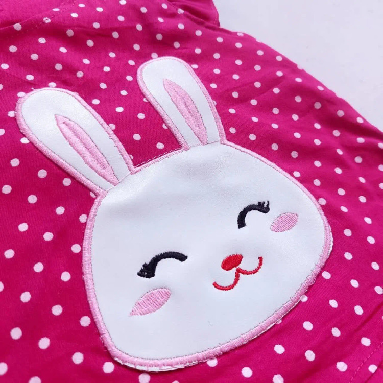 سارافون و شورت دخترانه طرح خرگوش | لباس تابستانی نخی خنک | مناسب 1 تا 3 سال