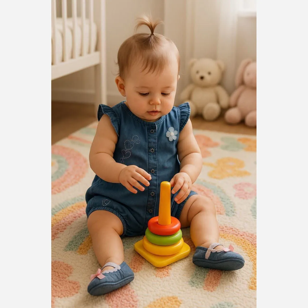 رامپر جین نوزادی دخترانه قلب نگینی