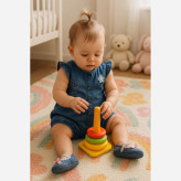 رامپر جین نوزادی دخترانه قلب نگینی