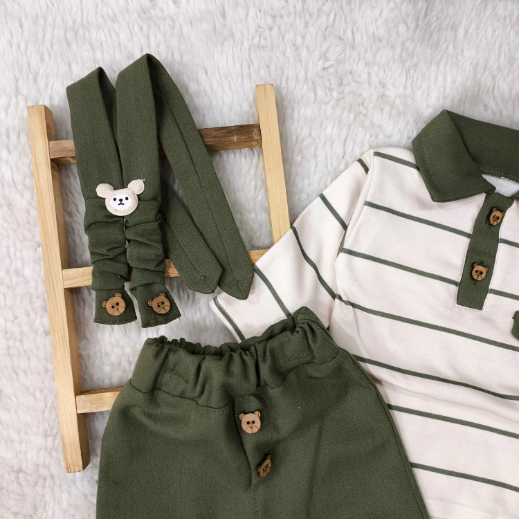 بلوز شلوار پسرانه طرح دار نخی و کتان مناسب نوزاد تا سه سال