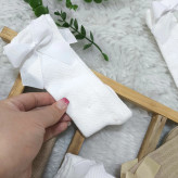 جوراب نخی نیم ساق دخترانه طرح گندمی با پاپیون (مناسب 6 ماه تا 6 سال)