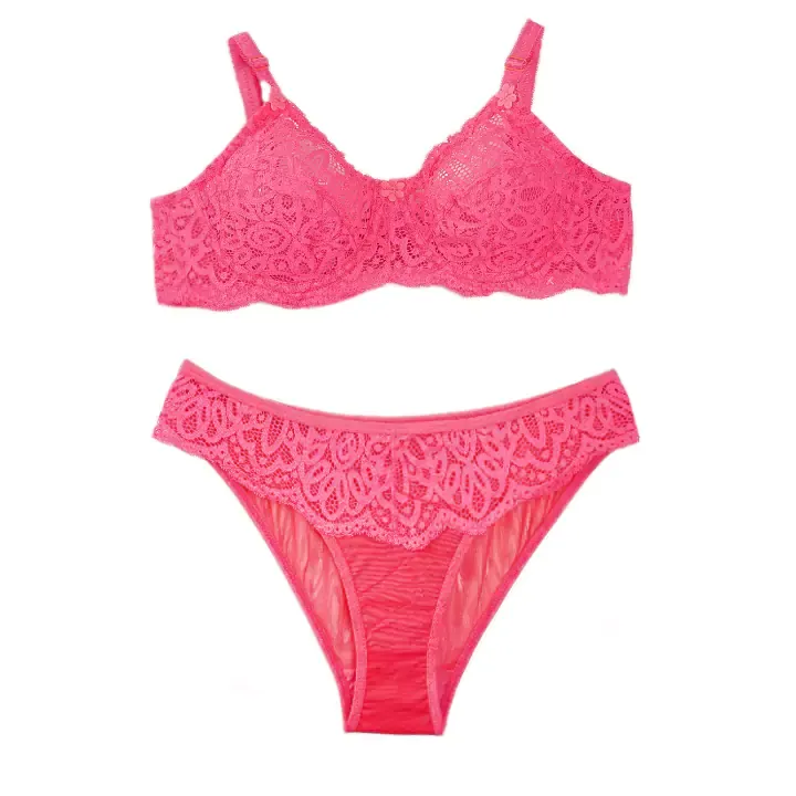 ست لباس زیر زنانه گیپور فنردار کاپ B | ست شورت و سوتین طرح دار شیک