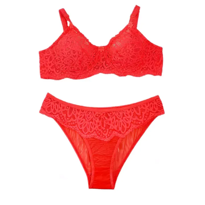 ست لباس زیر زنانه گیپور فنردار کاپ B | ست شورت و سوتین طرح دار شیک