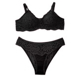 ست لباس زیر زنانه گیپور فنردار کاپ B | ست شورت و سوتین طرح دار شیک